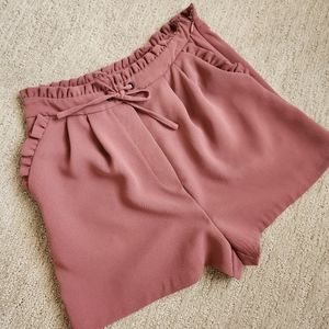 Topshop Mauve dressy shorts with ruffles
